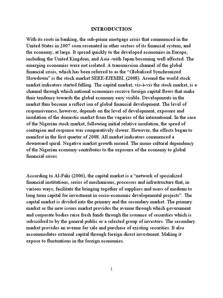 The Impact of Global Financial Crises On The Nigerian Capital Market ...