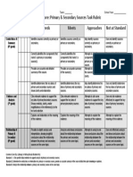 Common Core: Primary & Secondary Sources Task Rubric Standard Exceeds Meets Approaches Not at Standard