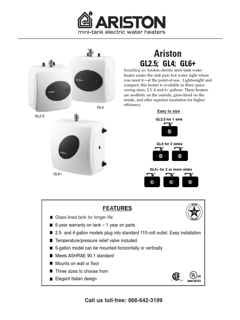 Ariston GL2.5 GL4 GL6+ PDF Water Heating Physical Quantities