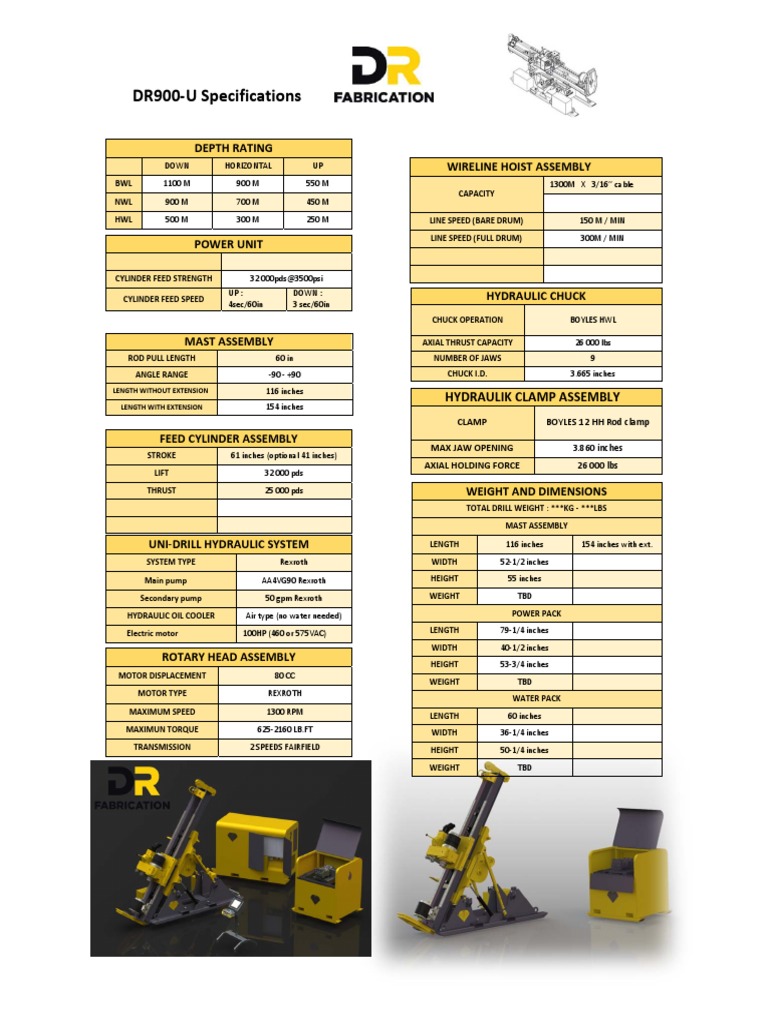 DR900 U Specifications Depth Rating Wireline Hoist Assembly PDF