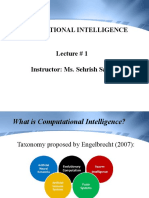 Computational Intelligence Lecture # 1 Instructor: Ms. Sehrish Saba