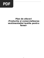 Plan de Afaceri - Produce Re A Si Comercializarea Vestimentatiei Textile Pentru Femei