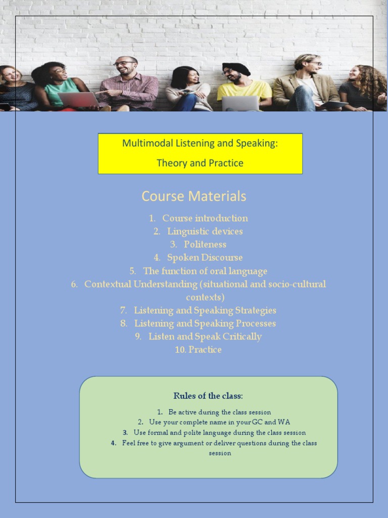 Multimodal Listening & Speaking Course Guide | PDF | Language Arts ...