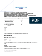 Examen de Matemáticas (1º E.S.O) : Álgebra