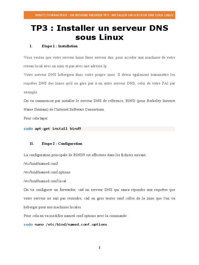 Installer un serveur DNS sous Linux | PDF | Système de noms de domaines ...