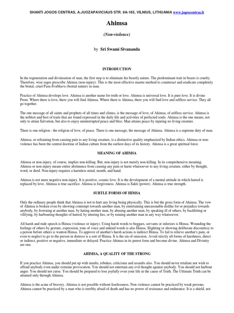 Ahimsa Non Violence Pdf Ahimsa Indian Religions