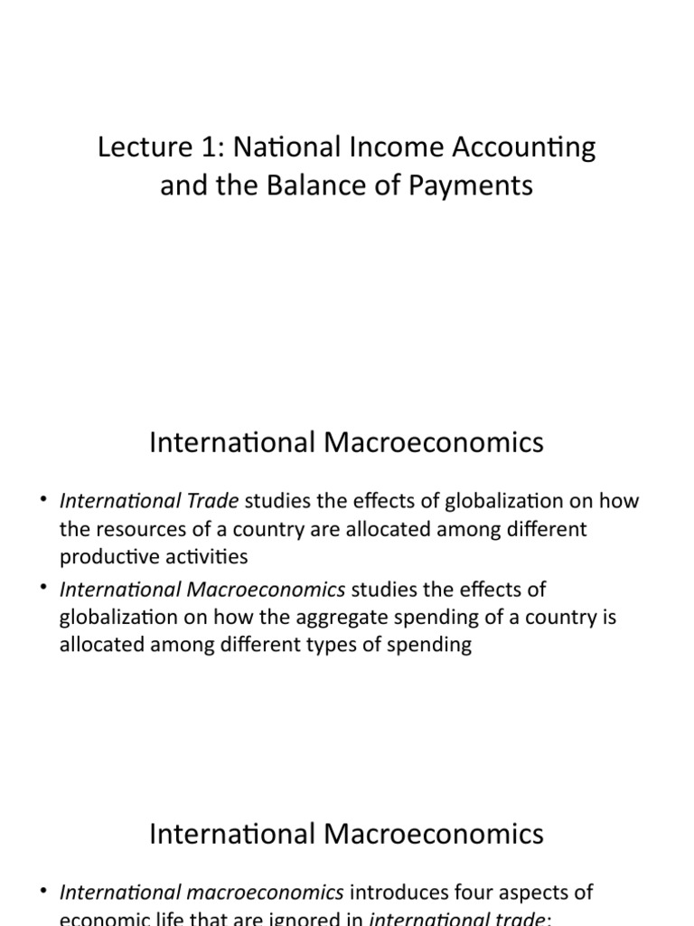 Lecture 1 National Accounting and The Balance of Payments PDF
