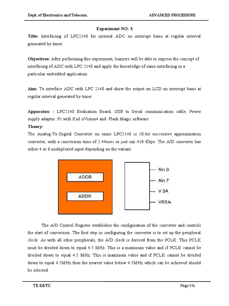 Experiment No 3 Adc | PDF | Analog To Digital Converter | Information Age