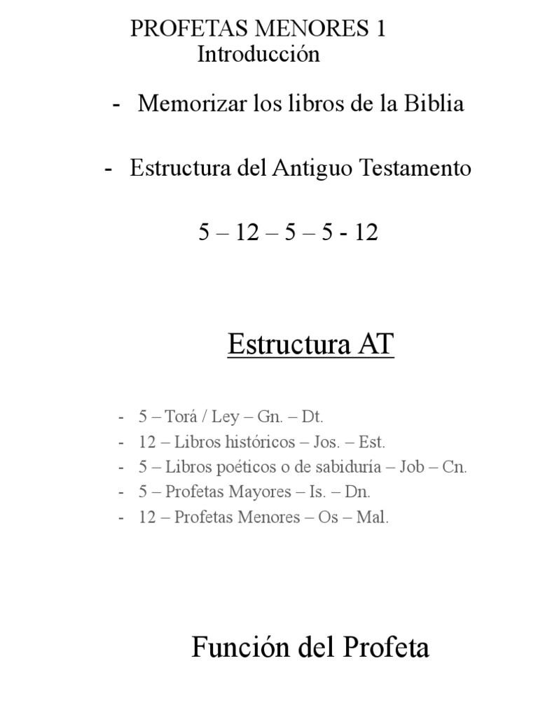 PROFETAS MENORES 1 Introducción. - Memorizar Los Libros de La Biblia ...