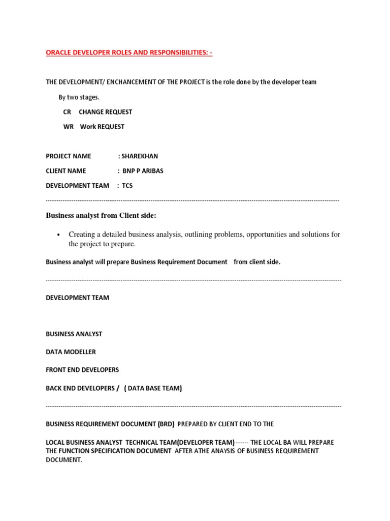 Oracle Developer Roles and Responsibilities | PDF | Data Model | Unit ... image.