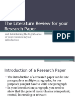 The Literature Review For Your Research Paper