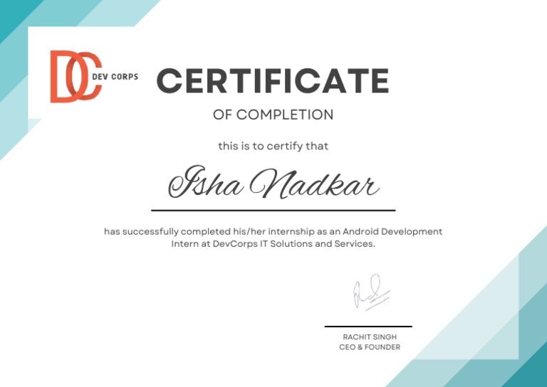 Internship - Completion Certificate | PDF