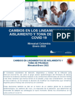 Nuevos lineamientos Minsalud Colombia sobre aislamiento y pruebas COVID-19