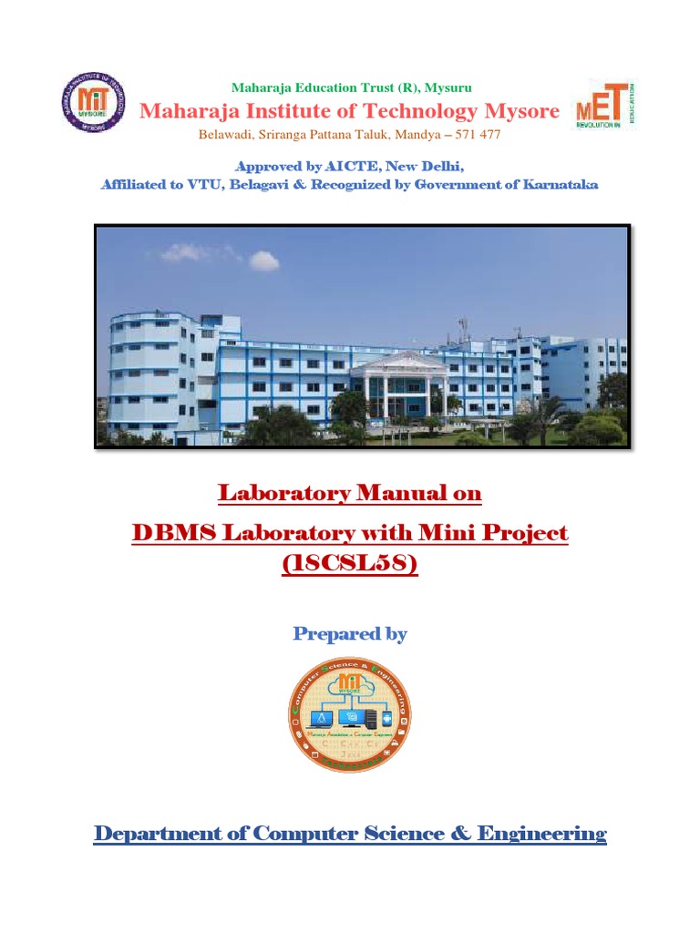 Cse 18csl58 Dbms Lab Manual PDF