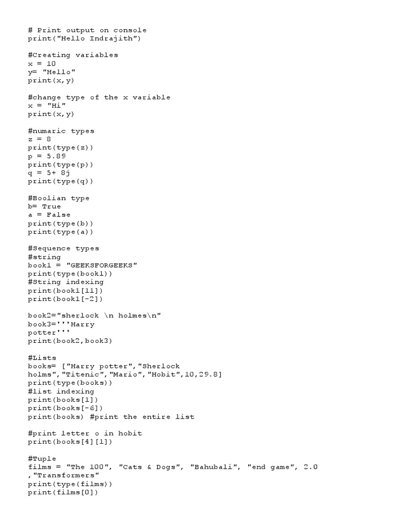 Python Variable Types and Operations | PDF