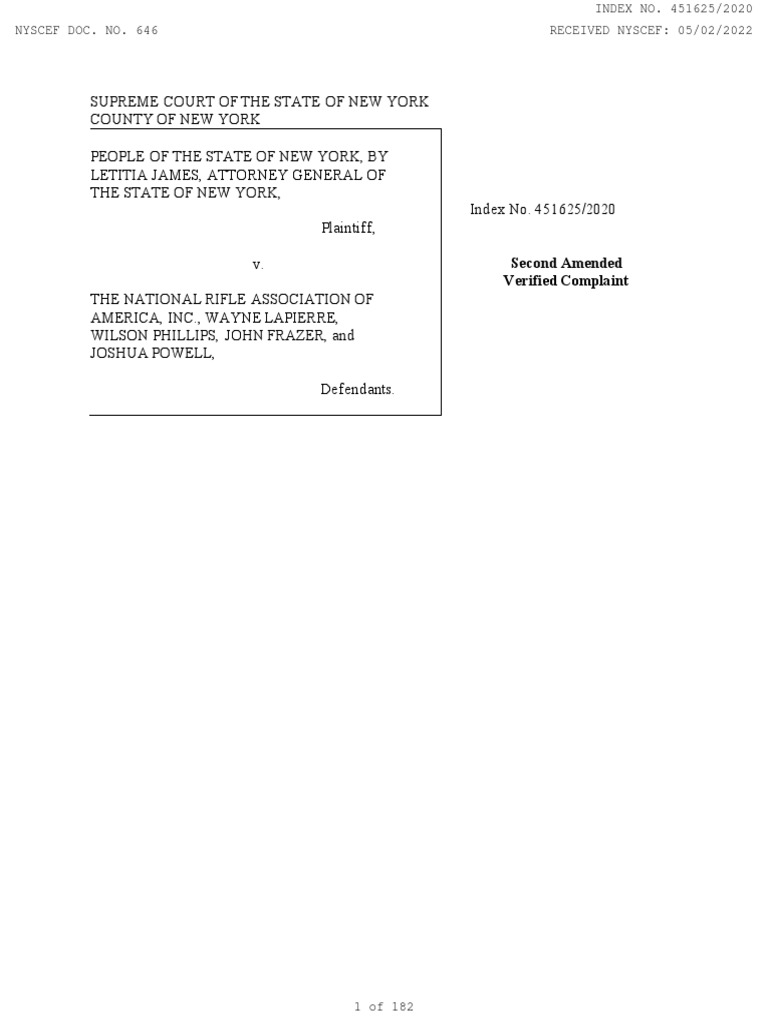 Second amended verified complaint pdf national rifle association