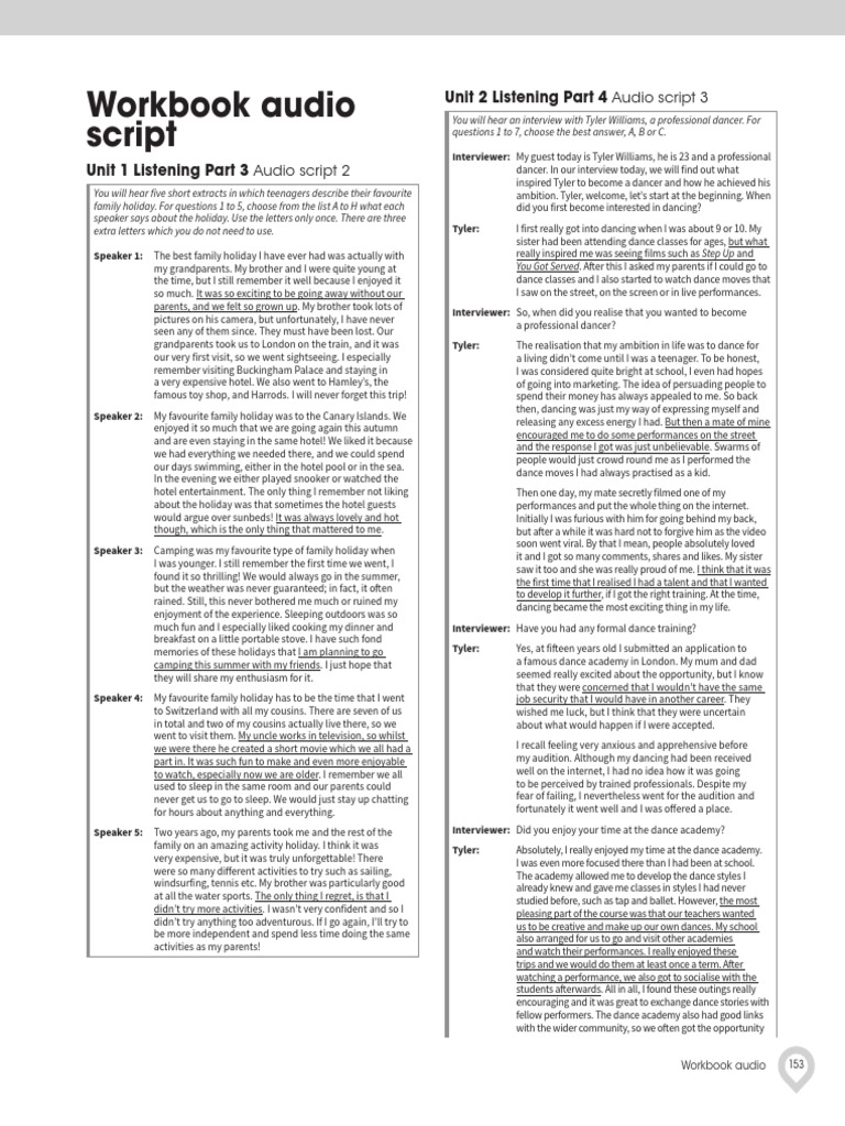 Workbook Audio Script | PDF | Airport | Experience