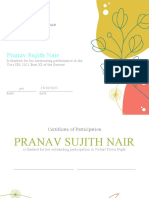 Pranav Sujith Nair: Certificate of Excellence