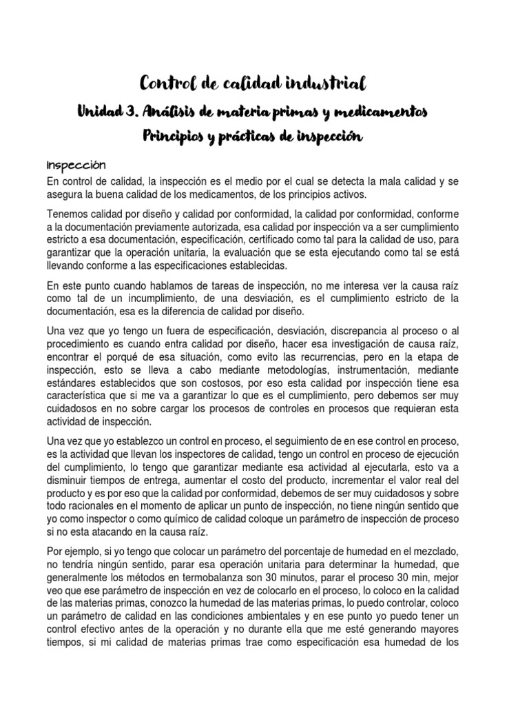 Inspección en Control de Calidad Industrial | PDF | Calidad (comercial ...