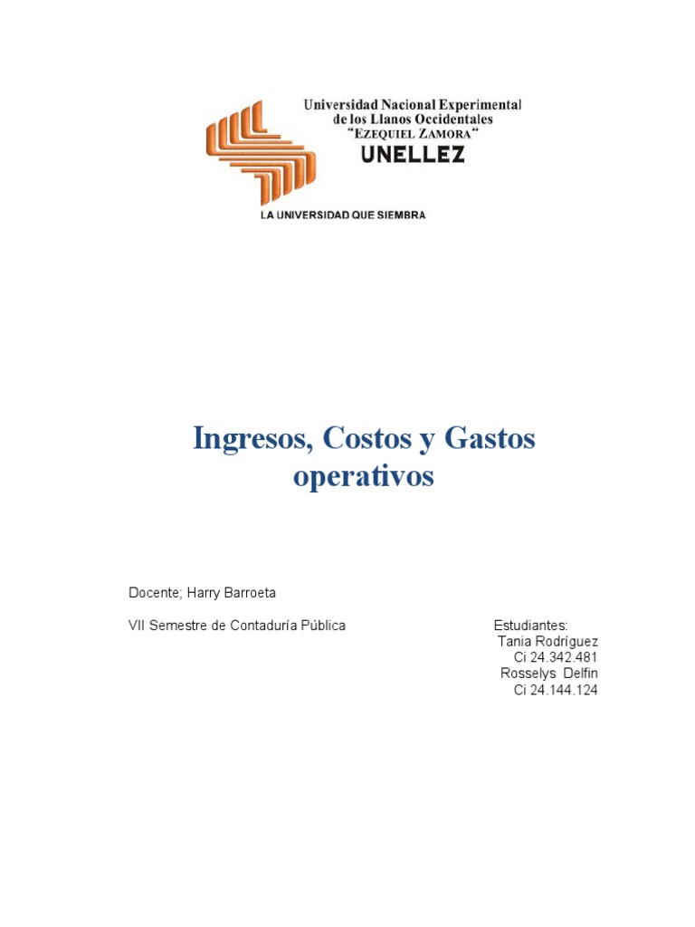 Ingresos, Costos y Gastos Operativos | PDF | Auditoría | Contabilidad