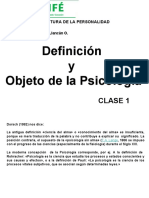 ESTRUCTURA DE LA PERSONALIDAD CLASE 1 Definición y Objeto de La Psicología