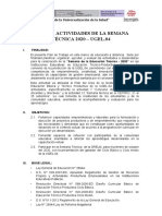 Plan de Actividades de La Semana TÉCNICA 2020 - UGEL.04: I. Finalidad