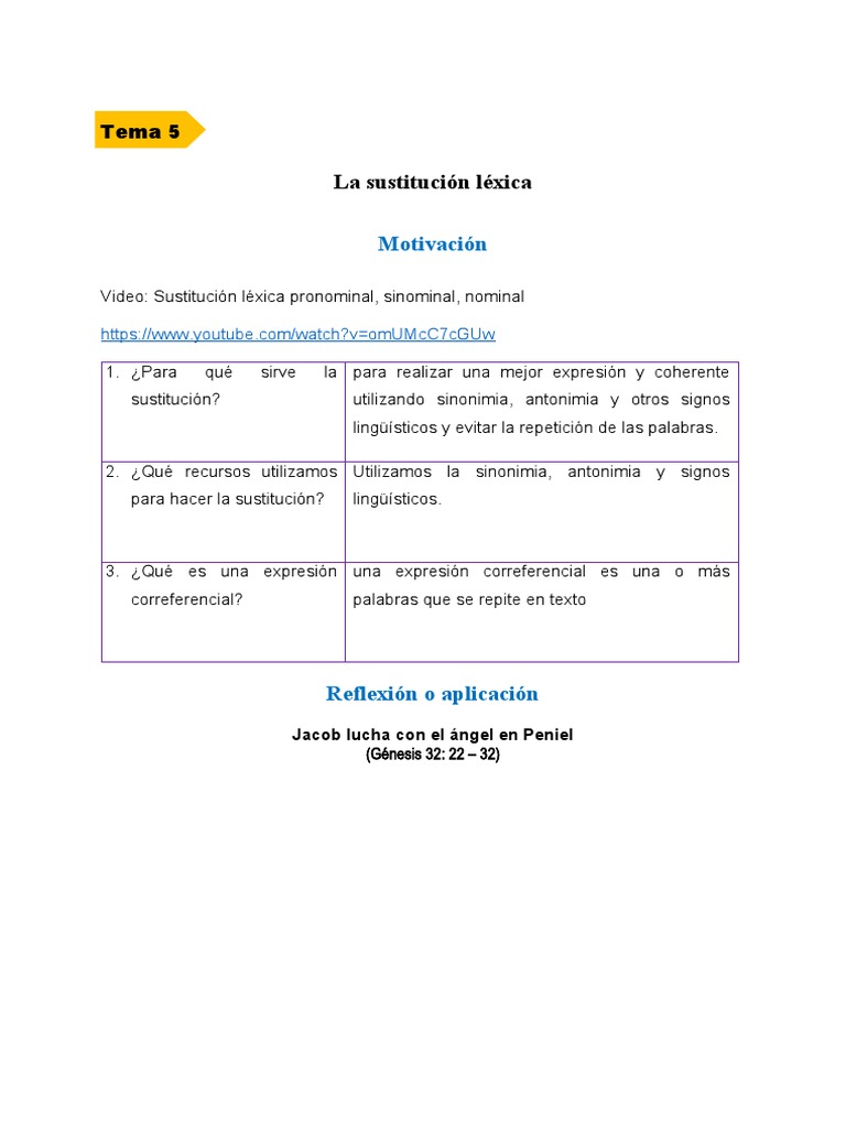 Ejemplos y ejercicios de sustitución léxica | PDF | Jacob