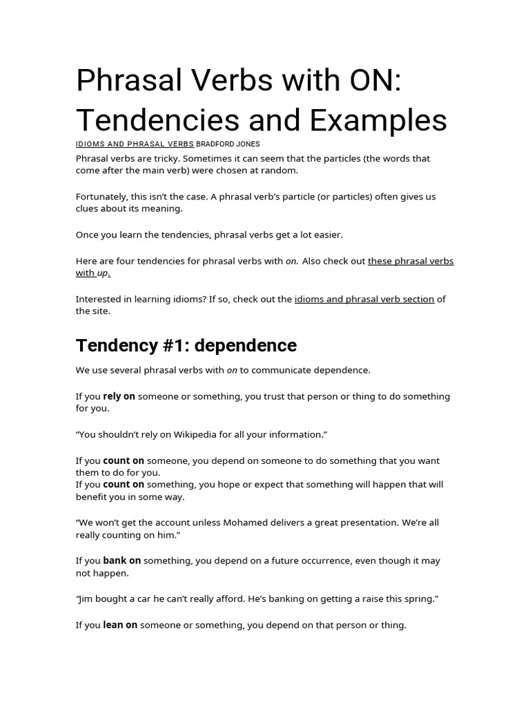 Phrasal Verbs with ON Guide | PDF | Idiom