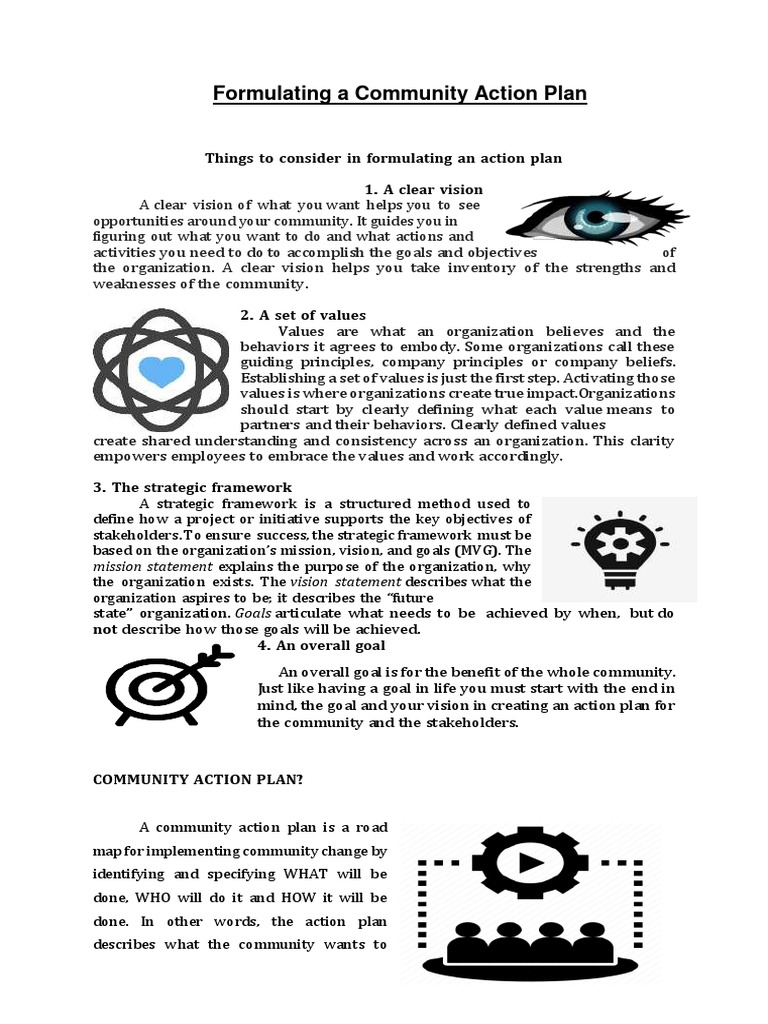 Steps to Formulate a Community Action Plan | PDF | Goal | Evaluation