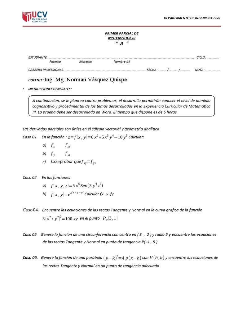 Primer Parcial de Mate III 2022 I | PDF