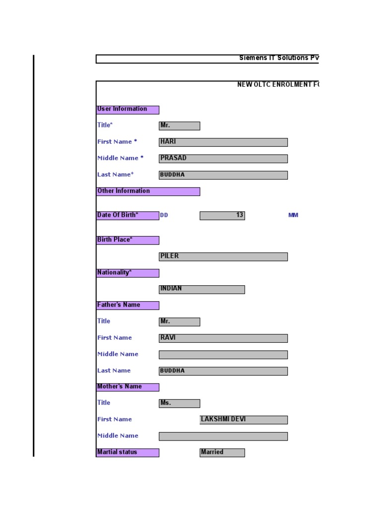 New Oltc Enrolment Form Title PDF Service Industries Banking