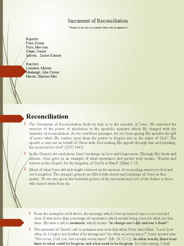 Sacrament of Reconciliation 1 | PDF | Penance | Confession (Religion)