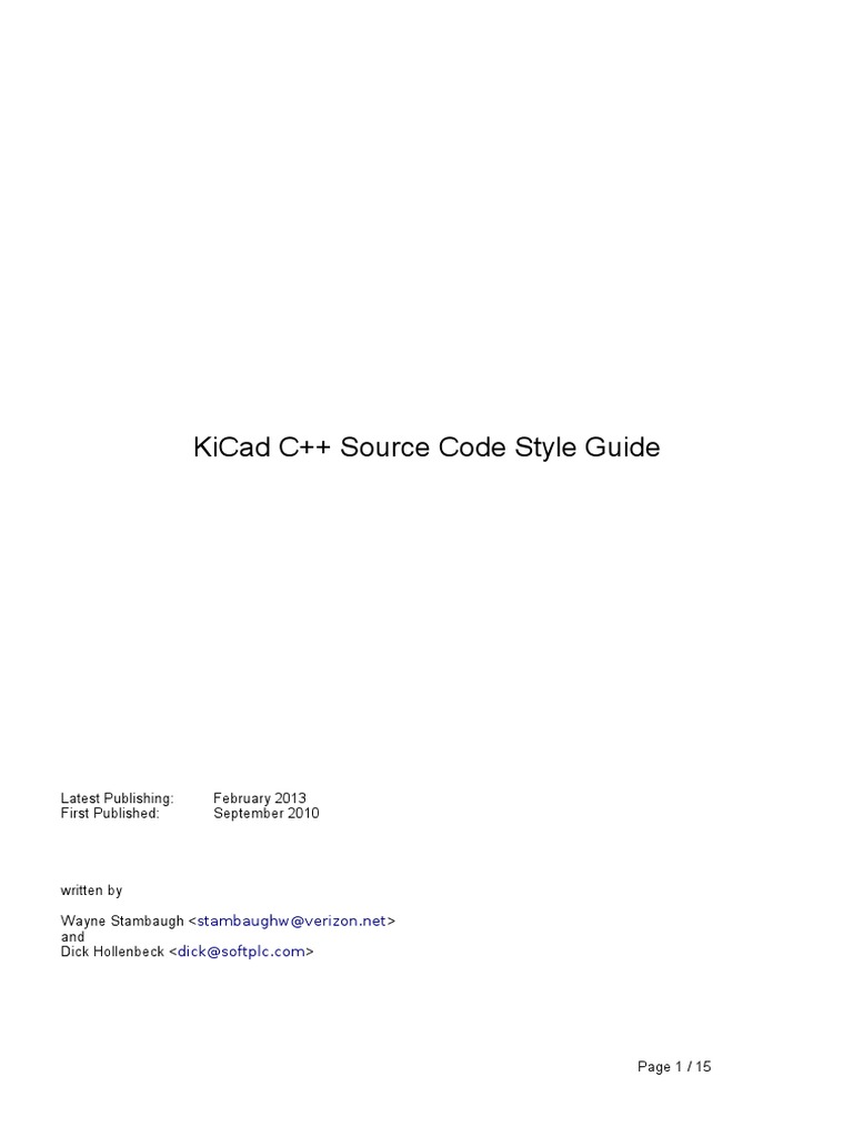 Kicad C++ Source Code Style Guide Latest Publishing February 2013