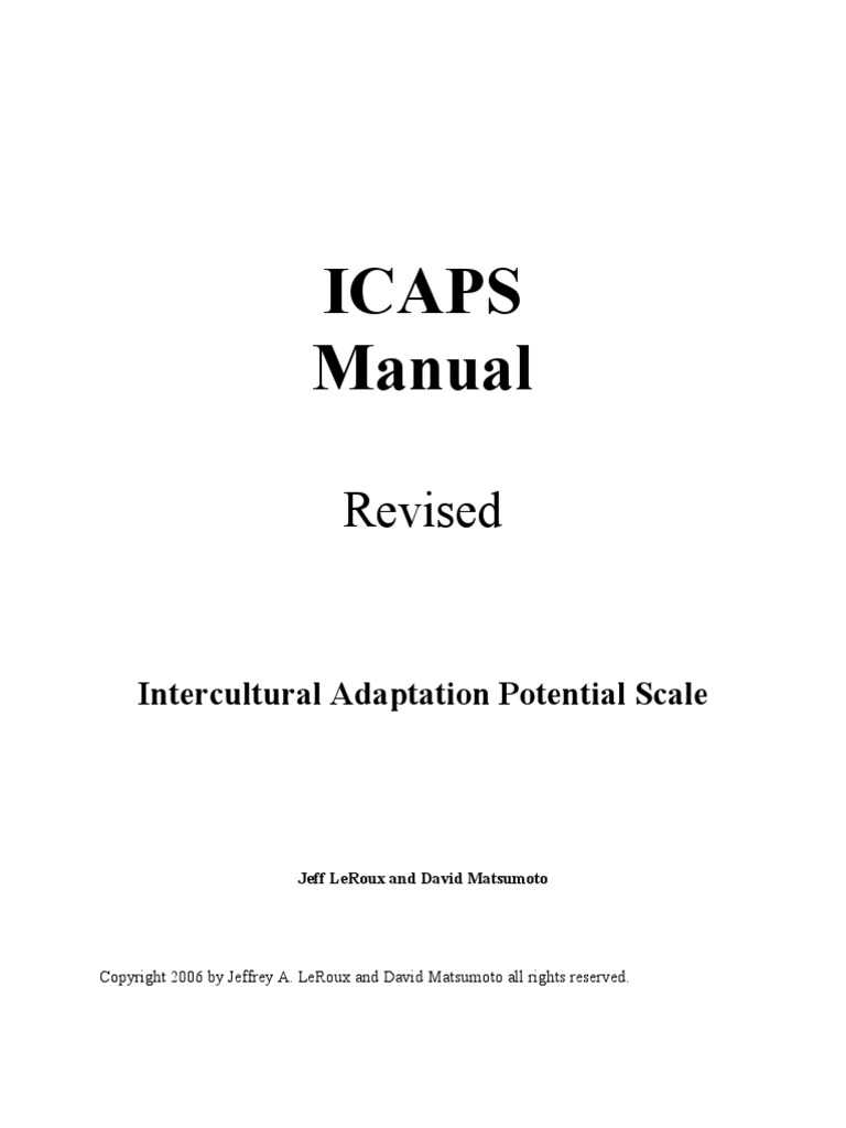 Icaps Manual: Revised | PDF | Validity (Statistics) | Cronbach's Alpha