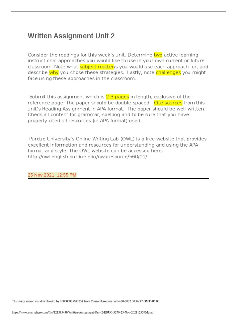 Written Assignment Unit 2: 25 Nov 2021, 12:55 PM | PDF | Learning ...