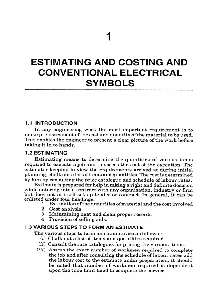 Chapter 1 Electrical Wiring Estimating Costing SL Uppal PDF