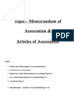 Topic:-Memorandum of Association & Articles of Association: Index