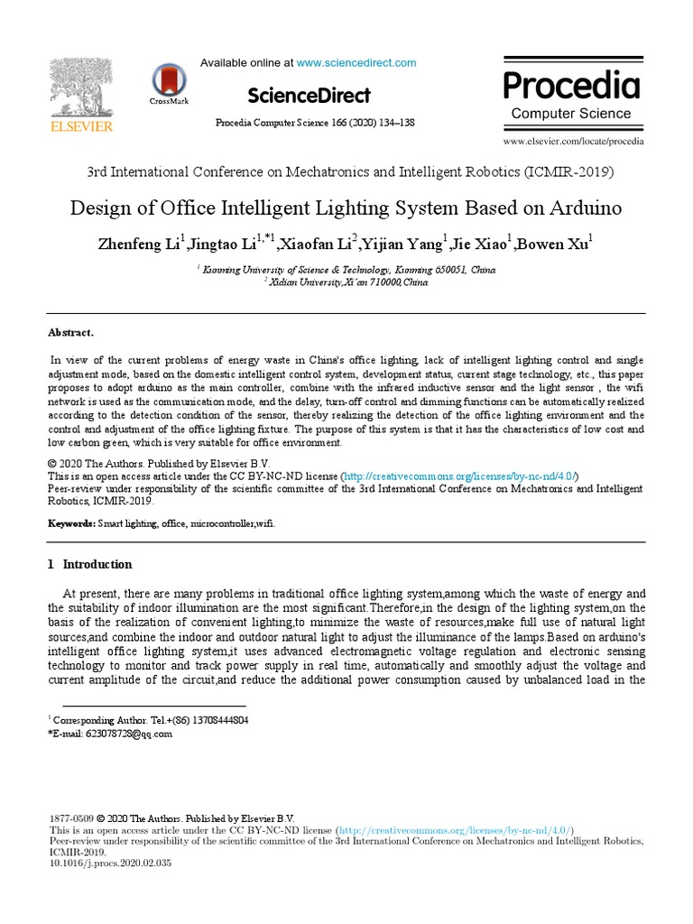 Design of Office Intelligent Lighting System Based | PDF