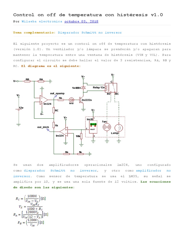 Control On Off de Temperatura Con Histéresis v1 | PDF | Relé ...