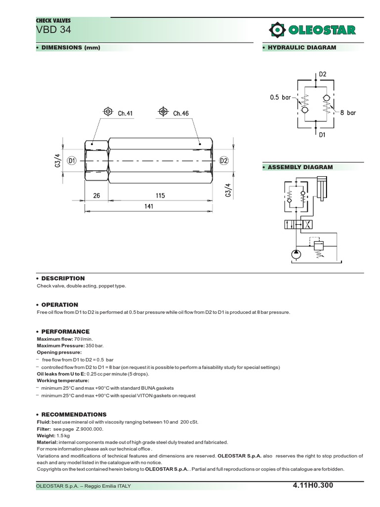 Check Valves: Dimensions (MM) Hydraulic Diagram | PDF