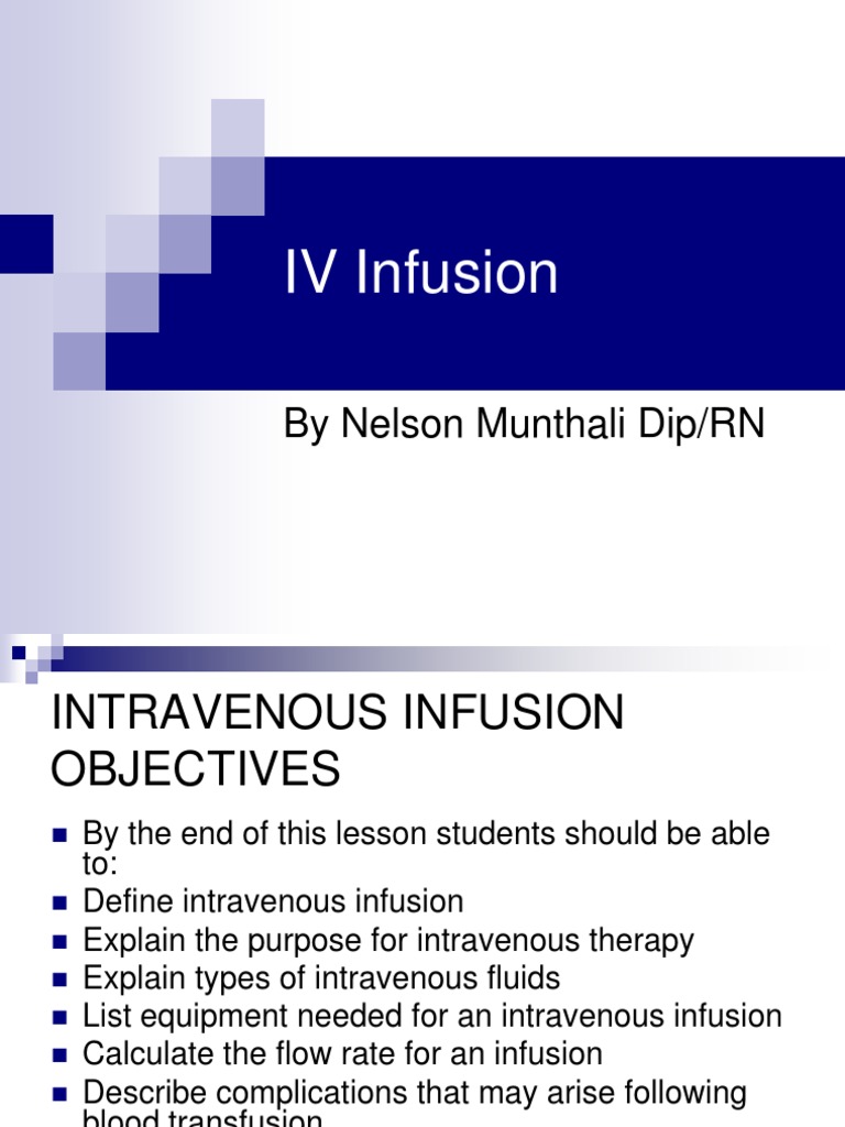 Intravenous Infusion Procedure PDF Intravenous Therapy Saline