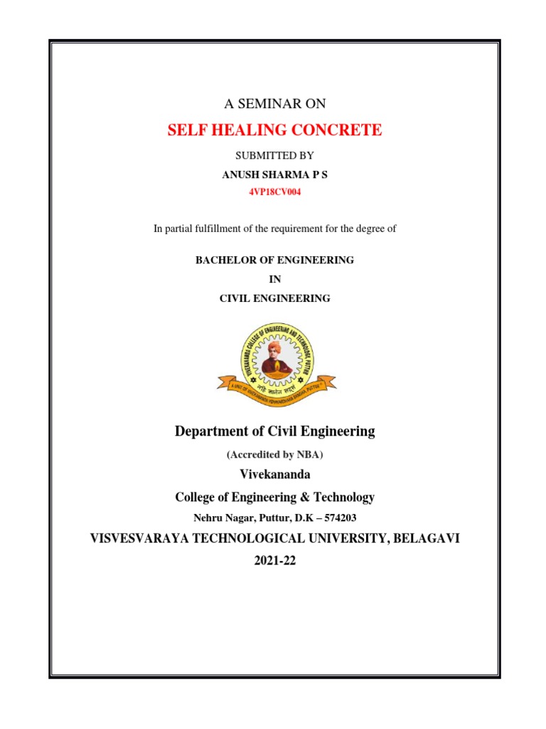 Self Healing Concrete Pdf Concrete Chemical Substances