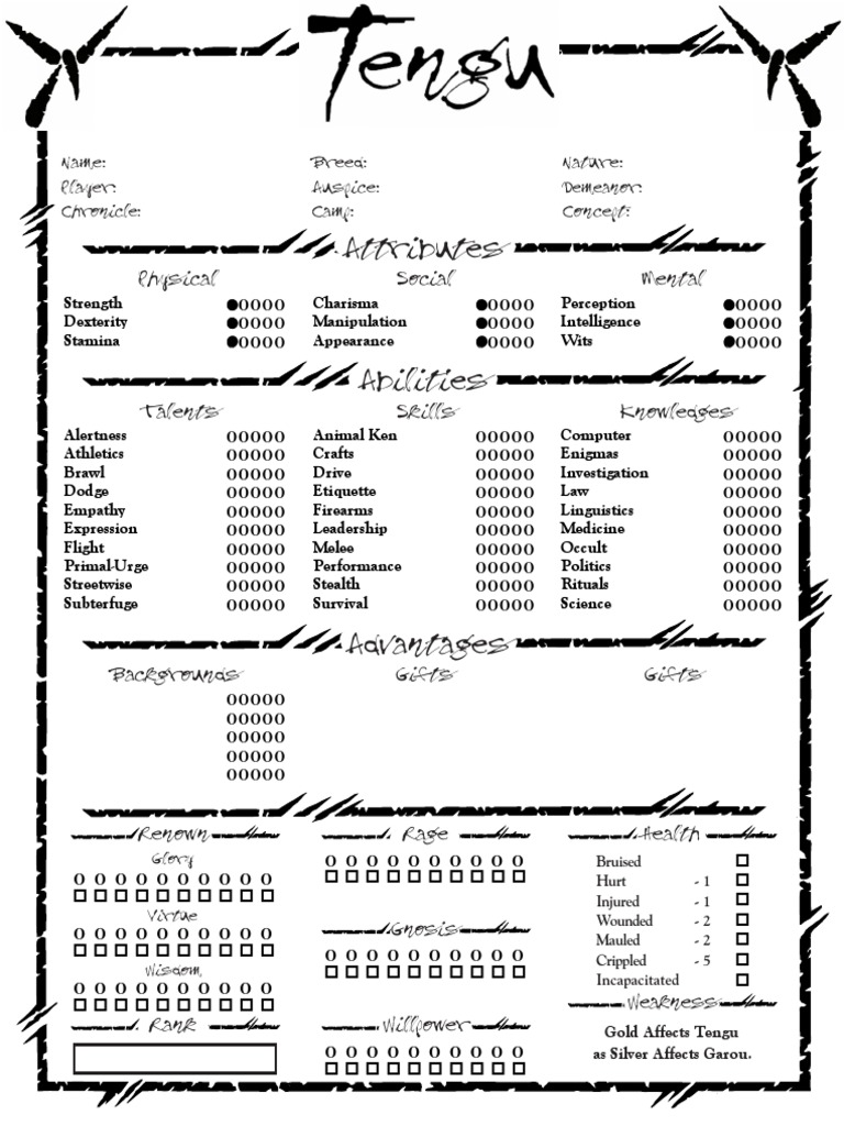 Character Sheet for RPG Players | PDF | Role Playing Games