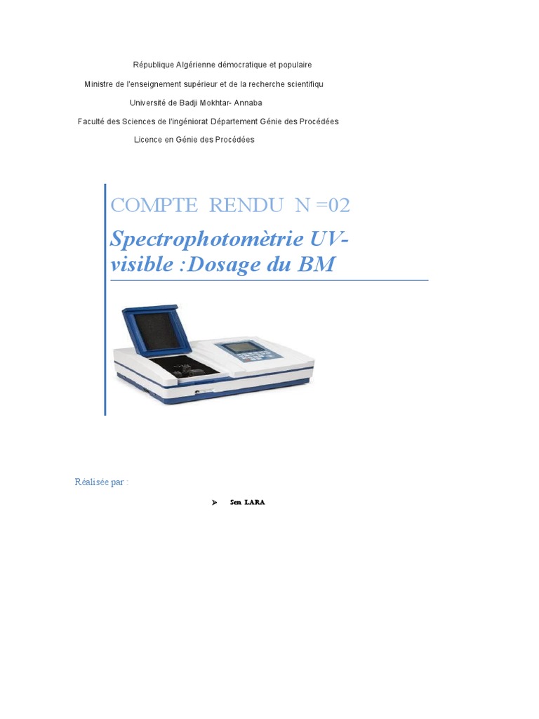 TP Abidi | PDF | Spectrophotométrie | L'absorbance