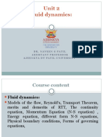 Unit 2 Fluid Dynamics:: Dr. Naveen G Patil Assistant Professor Ajeenkya Dy Patil University