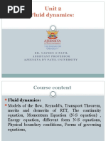 Unit 2 Fluid Dynamics:: Dr. Naveen G Patil Assistant Professor Ajeenkya Dy Patil University