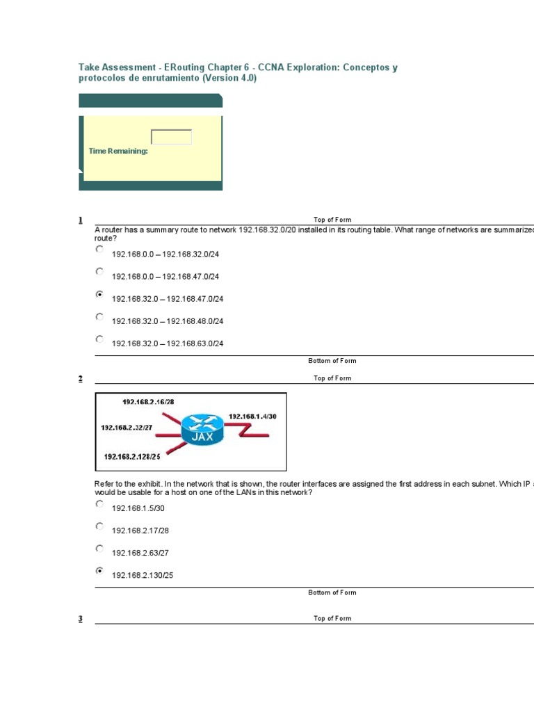 CCNA Routing Protocols Assessment | PDF | Ip Address | Telecommunications