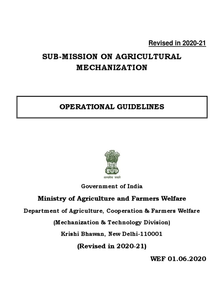 SMAM Operational Guidelines 2020-21 | PDF | Farms | Agriculture