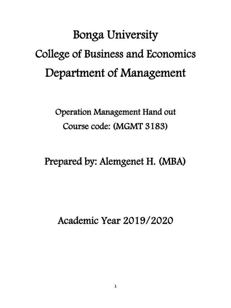 Operation Management Handout | PDF | Strategic Management | Conceptual ...