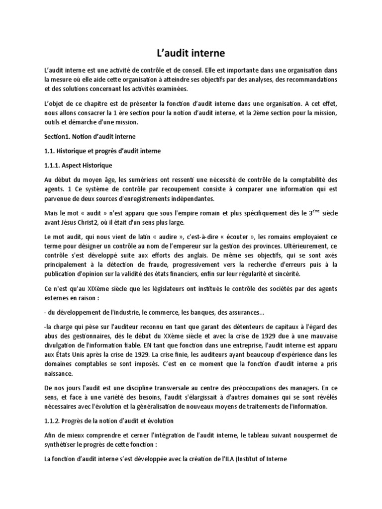 L'audit interne : Clés et évolutions | PDF | Audit | Audit financier